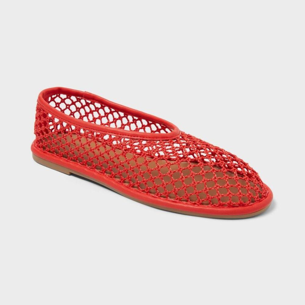 Universal Thread Red Crochet Mesh Flat Mules